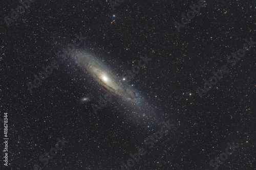 Andromeda galaxy in the deep sky at night