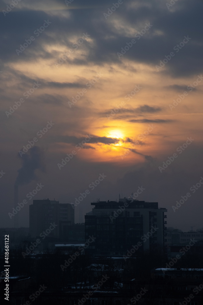 Beautiful dramatic sunset. Colorful dramatic sky with cloud at sunset