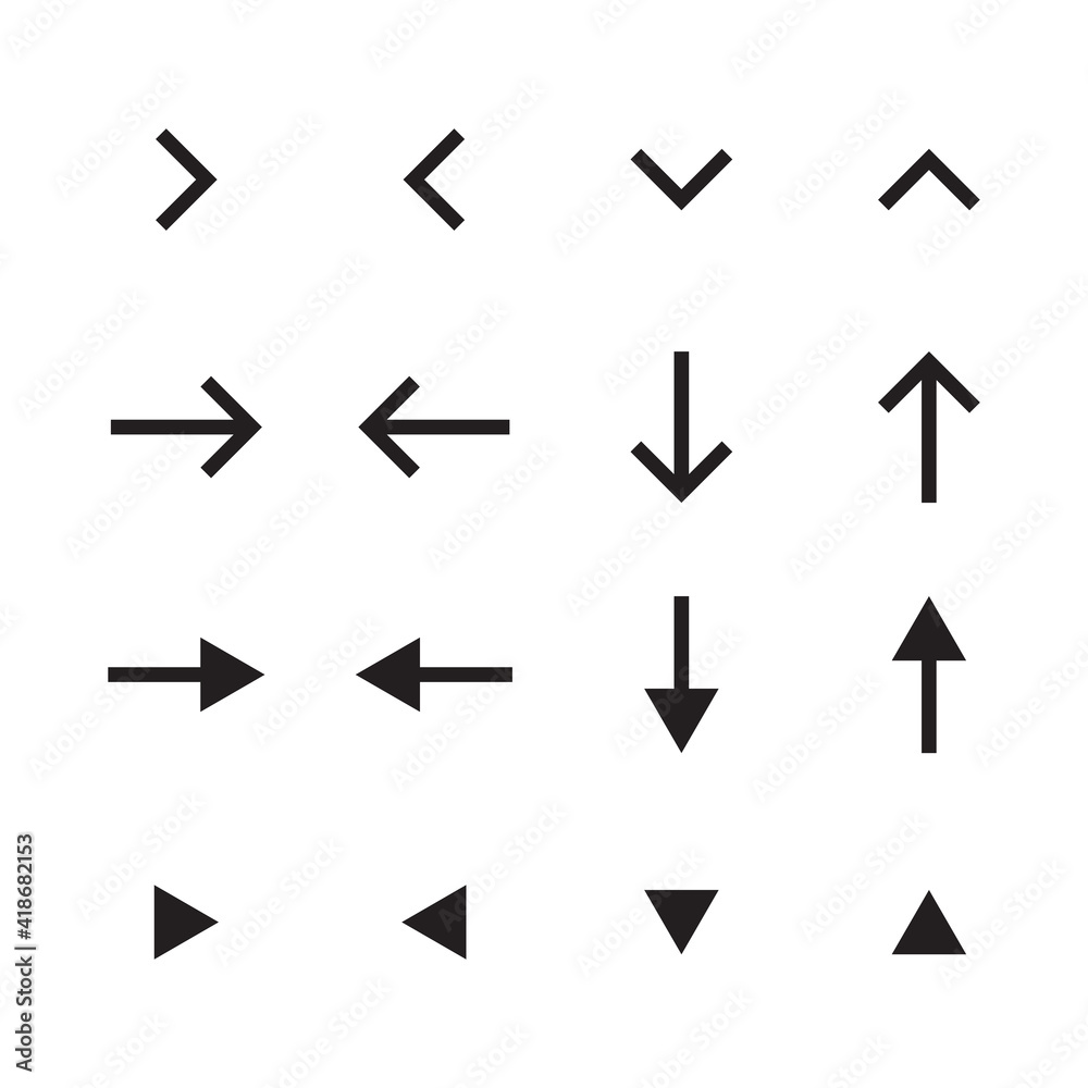 Simple arrows icon set on white background Simple arrows icon set on white background