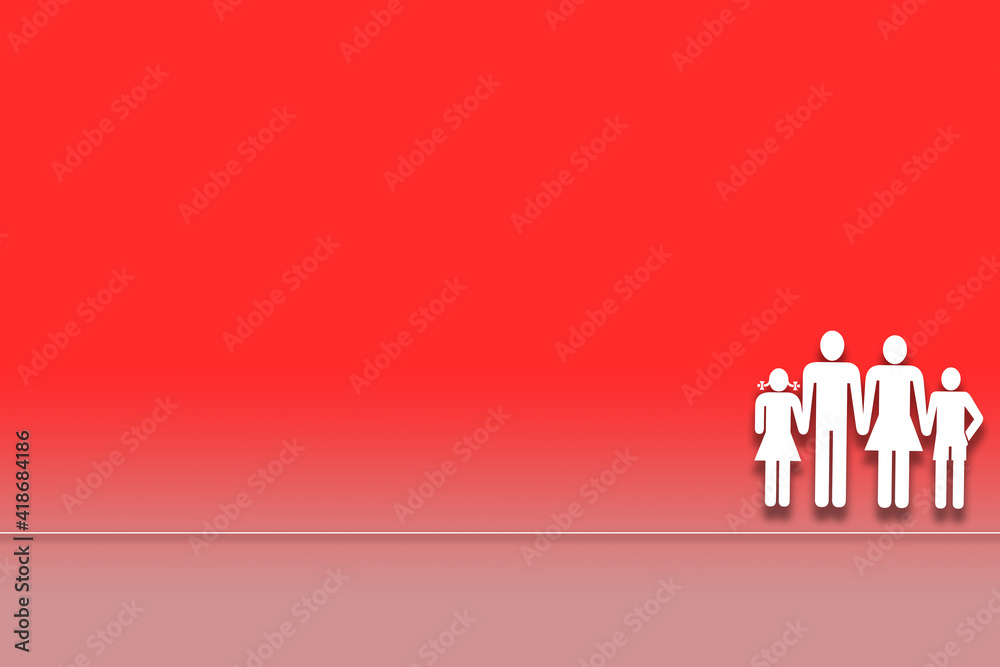 Symbol einer Familie auf roten Hintergrund