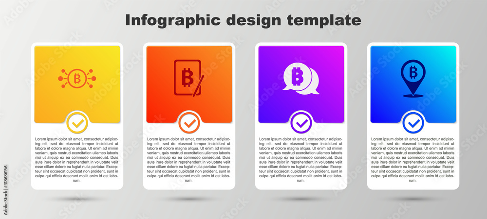 Set Bitcoin in circuit, Mining bitcoin from tablet, and . Business infographic template. Vector. Set Bitcoin in circuit, Mining bitcoin from tablet, and . Business infographic template. Vector.