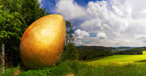 Waldskulpturenweg - Das goldene Ei in Bad Berleburg  photo