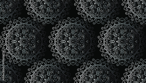 Vector damask Seamless background.Line Thai,black color tradition seamless pattern background.Thai Pattern dark.Modern ornamen.Seamless background for your design.gray Line thai art pattern vector