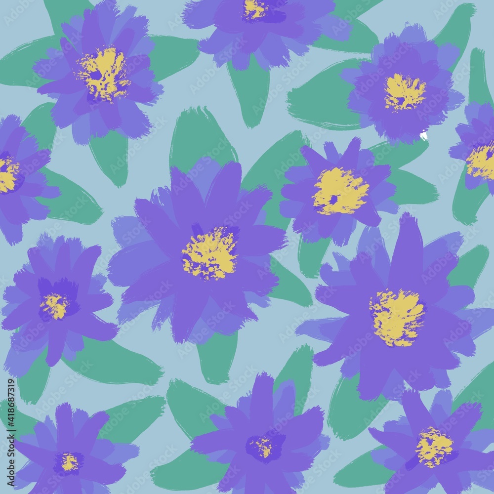 Floral pattern with purple flowers Floral pattern with purple flowers