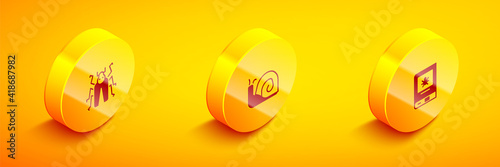Set Isometric Beetle bug, Snail and Book about insect icon. Vector.