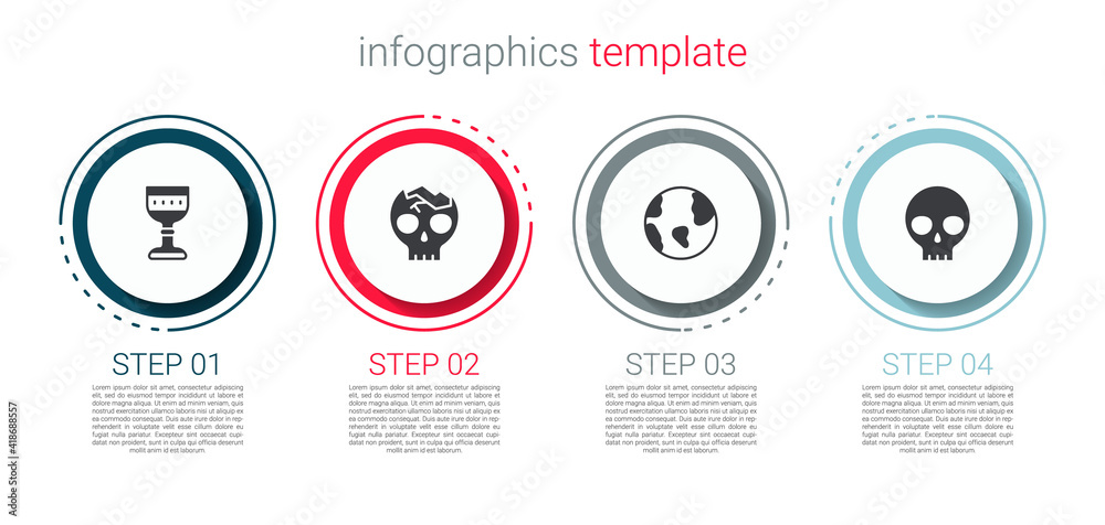 Set Medieval goblet, Broken human skull, Earth globe and Human. Business infographic template. Vector. Set Medieval goblet, Broken human skull, Earth globe and Human. Business infographic template. Vector.