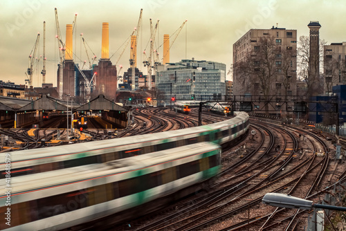 Canvas Print battersea power station rail train london uk