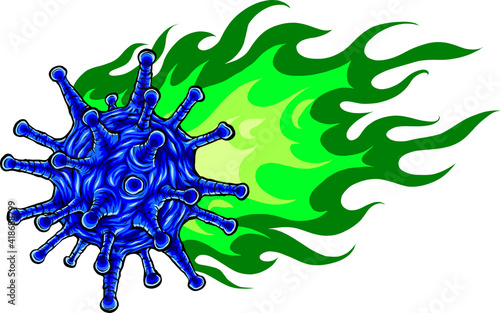 colored corona virus fiery vector illustration design