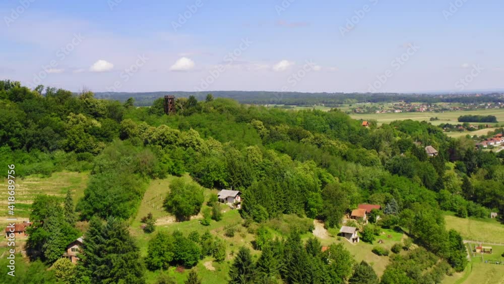 Aerial view of the rural countryside of Croatian north Aerial view of the rural countryside of Croatian north