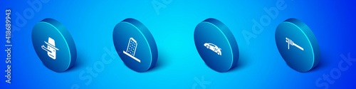 Set Isometric Pinocchio, Sport racing car, Pasta spaghetti and Tower Pisa icon. Vector.