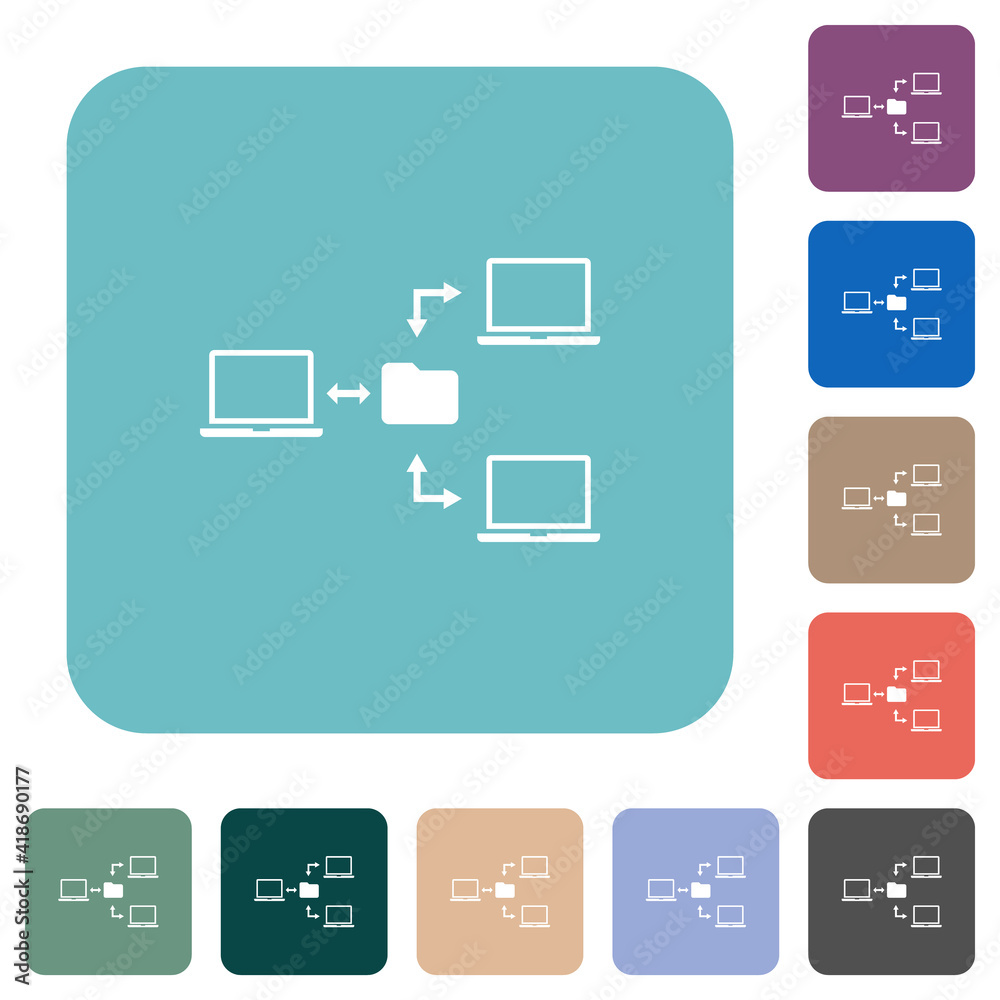 Network file system rounded square flat icons Network file system rounded square flat icons