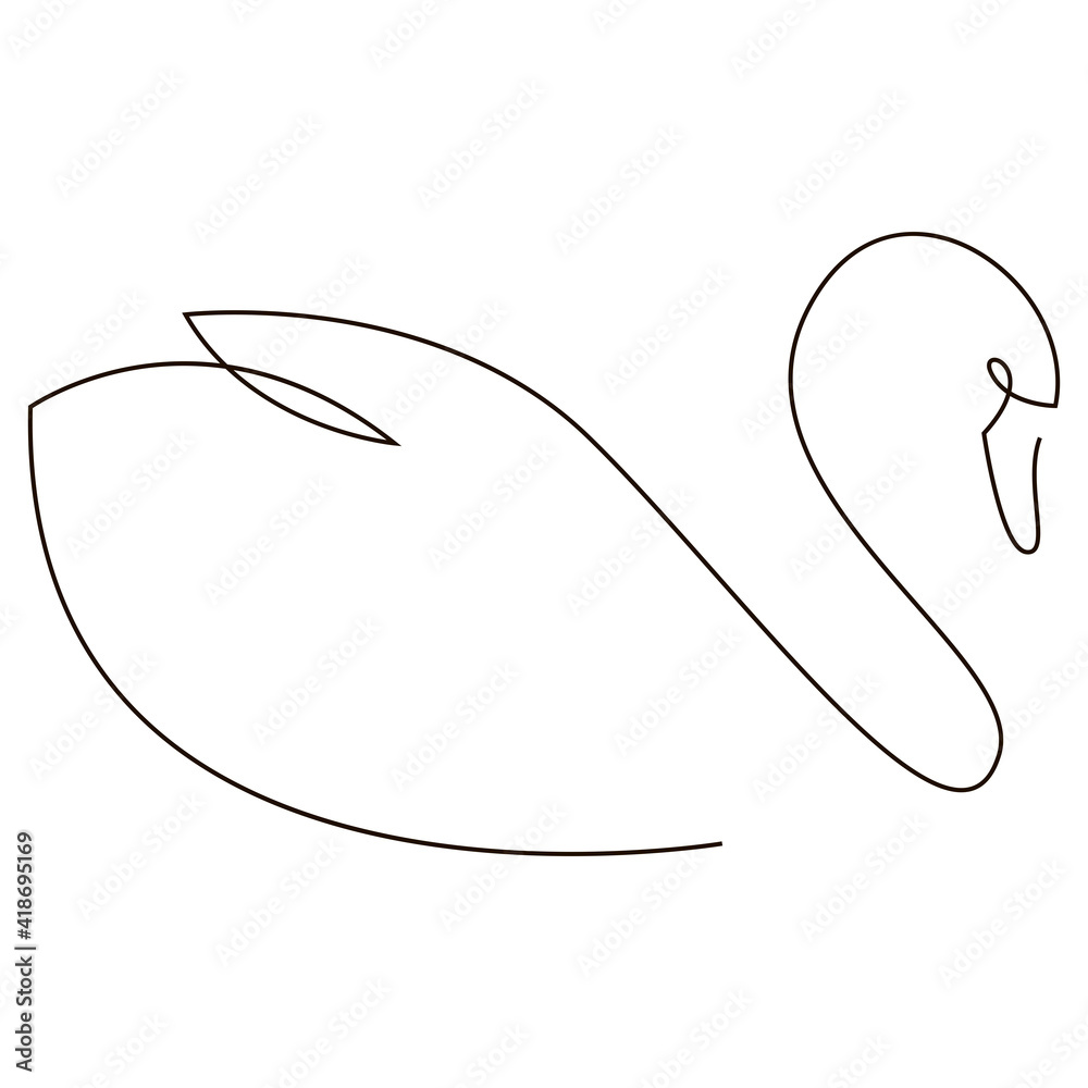 One line swan design silhouette. Hand drawn minimalism style vector illustration. One line swan design silhouette. Hand drawn minimalism style vector illustration.