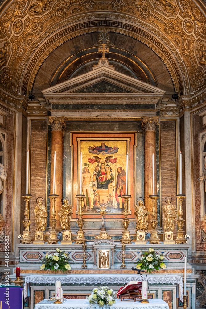 Altar decoration of catholic church in Italy