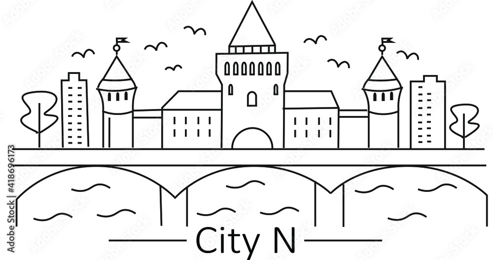 illustration city N line art
