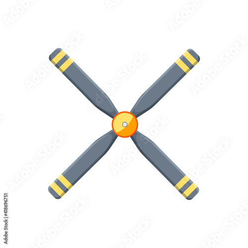 iron airplane propeller with 6 blades. Vector isolated on white background