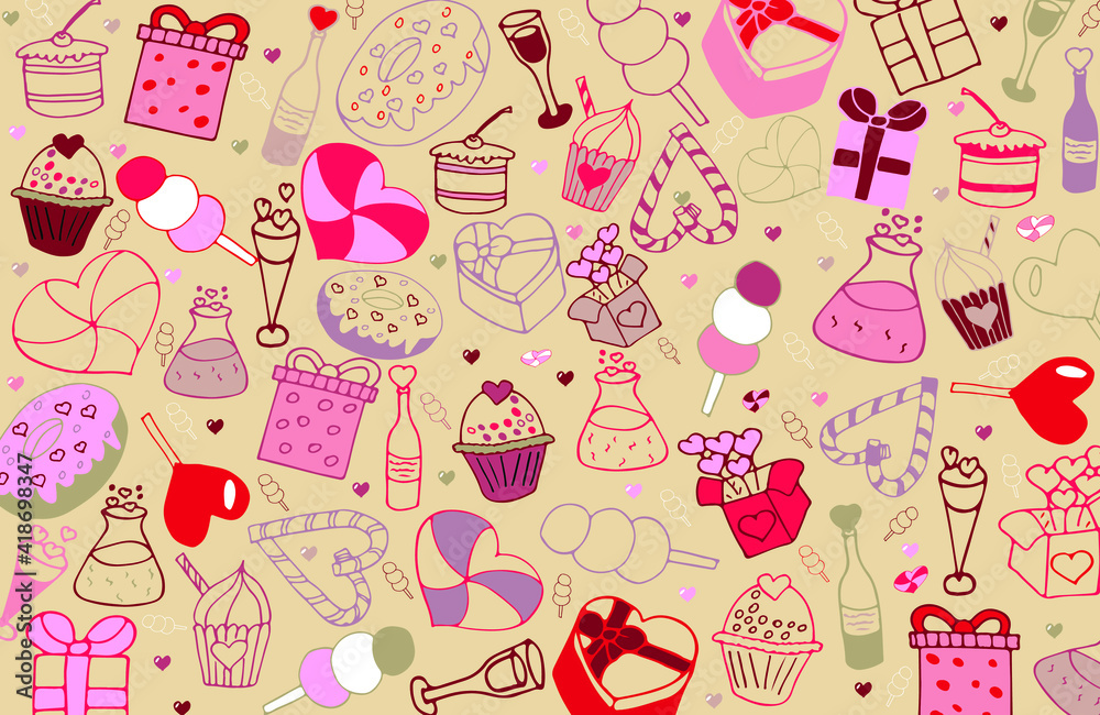 illustration of sweets and gifts