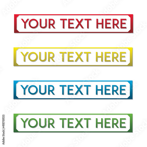 banner set, text box, title box, speech text, speech title, frame text, frame title, text border, title border