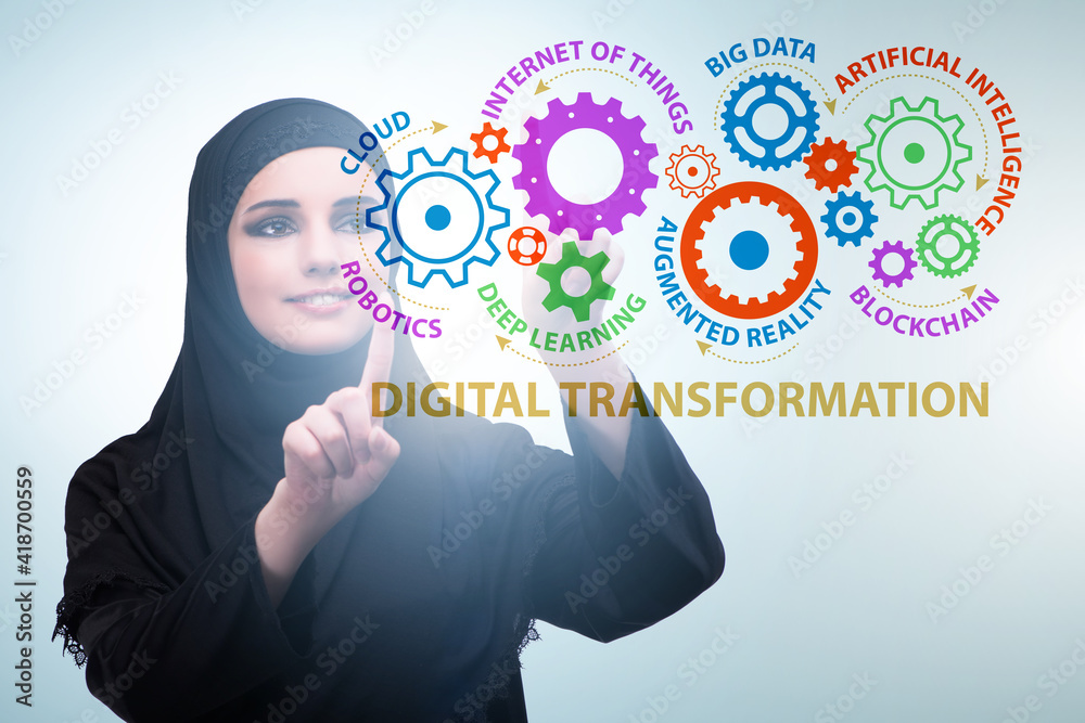 Businessman in digital transformation concept Businessman in digital transformation concept