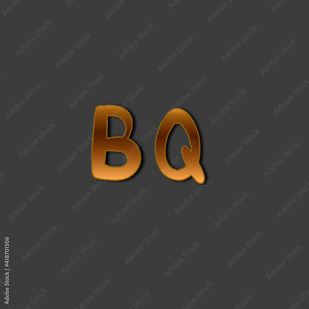 BQ initial gold handwriting logo for identity BQ initial gold handwriting logo for identity