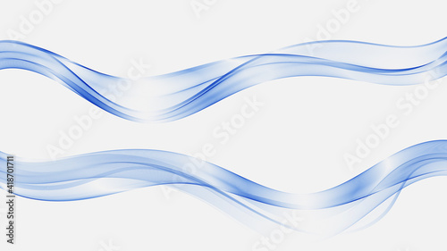 Two wavy blue elements design Smooth blue waves Abstract wave background