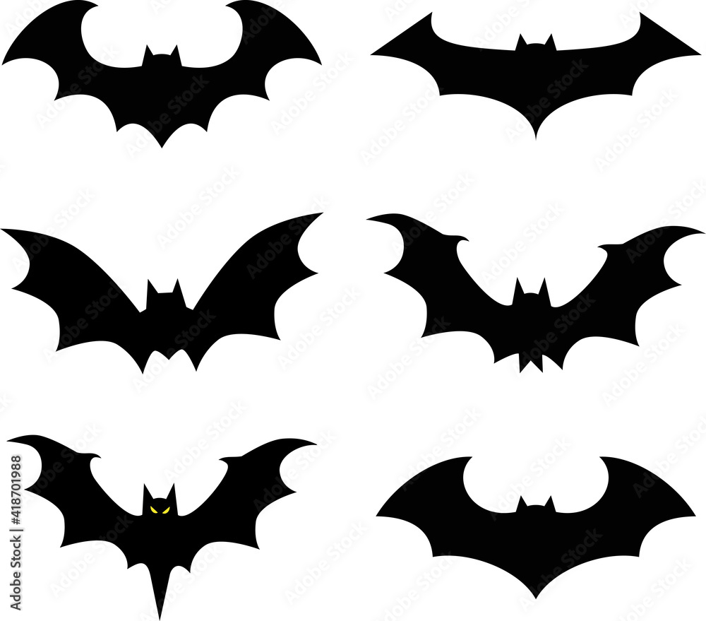 Naklejka premium Bat silhouette black icons,vector illustration