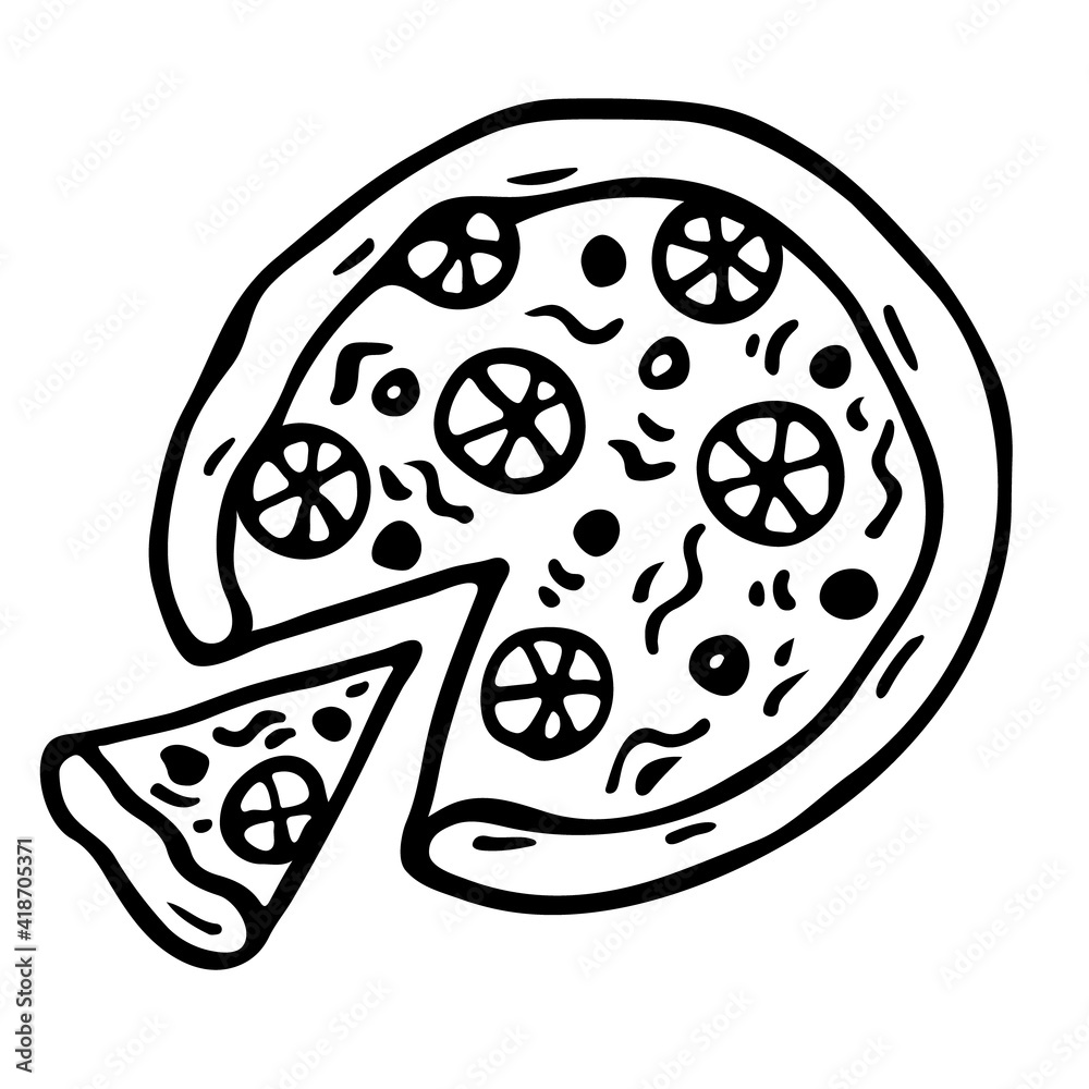 Hand Drawn Pizza Vector Hd Images, Slice Of Pizza Vector