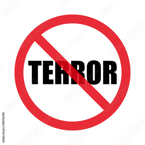 Wallpaper Mural Red and black stop sign of terror. Isolated on white background. Flat style. Vector Torontodigital.ca