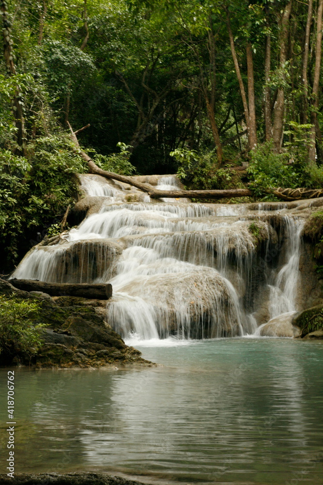 natural waterfall in Thailand near Kanchanaburi 