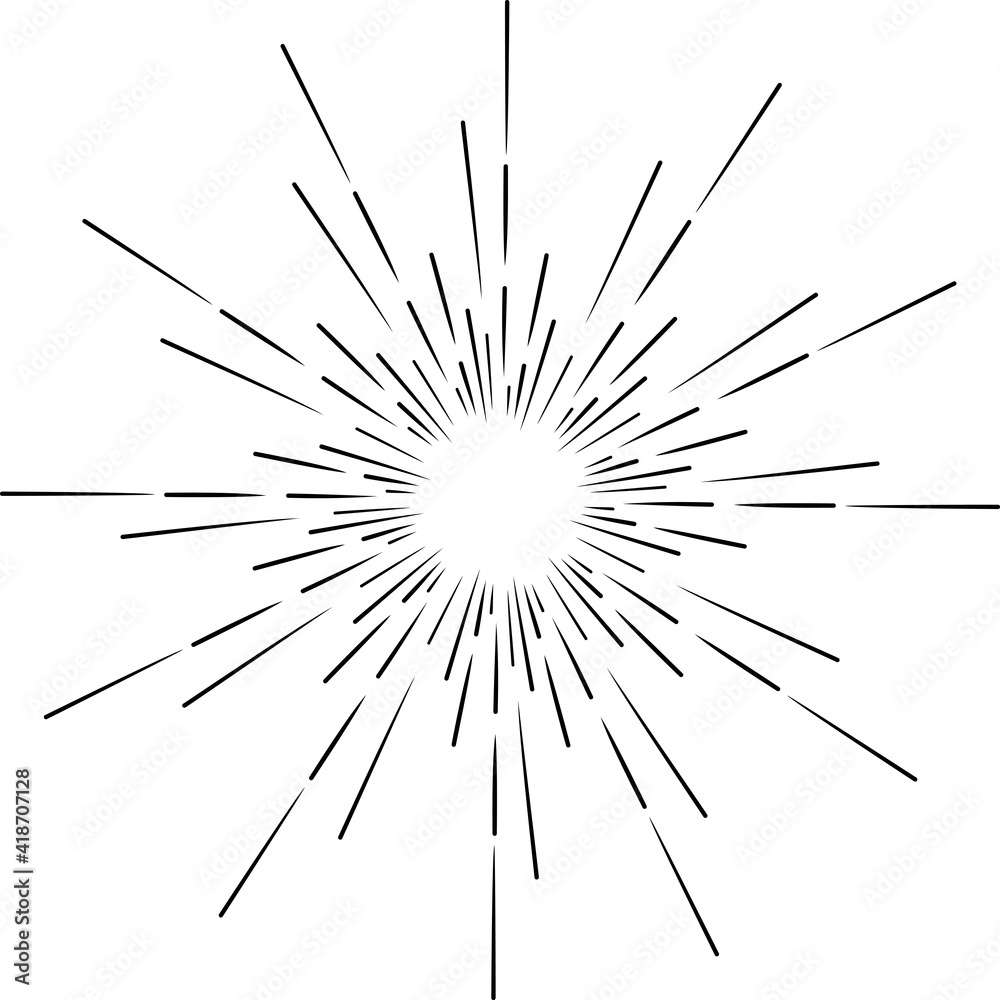 Obraz premium starburst hand drawn, vintage radial starburst, abstract line sunshine vector collection