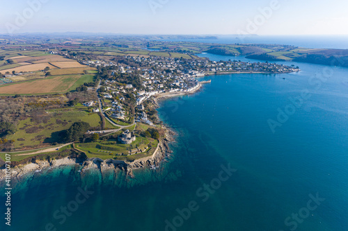 Aerial photograph of St Mawes near Falmouth, Cornwall, England