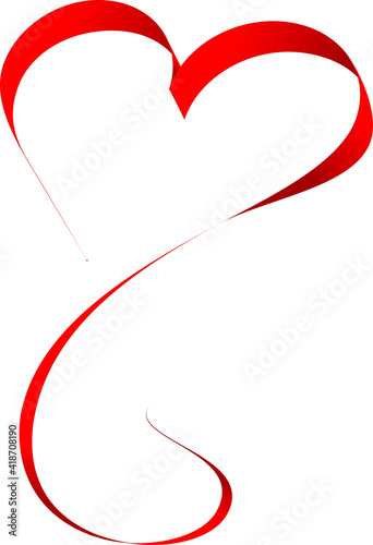 illustration of a red ribbon heart on a white background