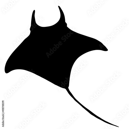Black Silhouette Manta Ray Numb-fish Vector