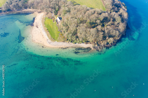 Aerial photograph of St Mawes near Falmouth, Cornwall, England