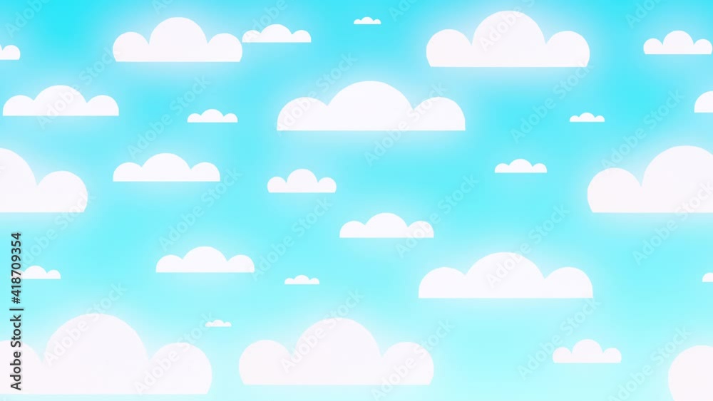 4K 3D animation of a bright blue summer sky with fun paper clouds. 4K 3D animation of a bright blue summer sky with fun paper clouds.