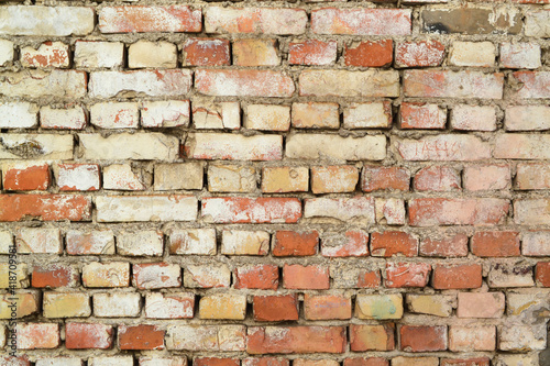 Old red brick wall in a background image, grunge texture