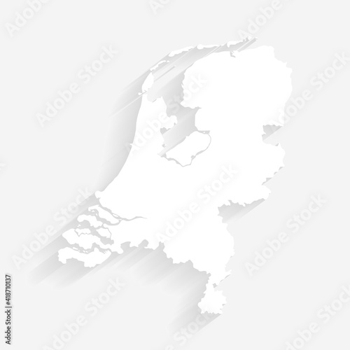 Simple white Netherlands map on gray background, vector, illustration, eps 10 file