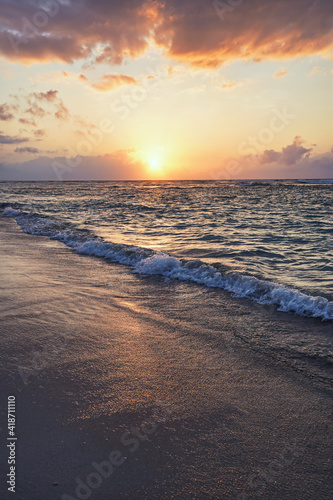 Wallpaper Mural beautiful golden sunset on the beach over the sea with some dreamy clouds Torontodigital.ca