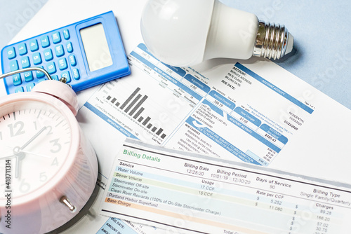 Monthly utility bills. Cost of Utilities. Planning for utility costs in the monthly budget. Electricity bills by state monthly report. Budget for highly-variable utility bills photo