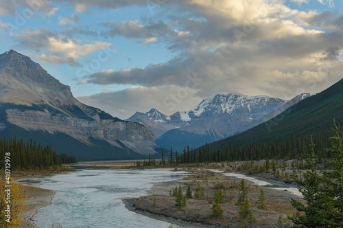 Glacial River and Mountains in the Rockies