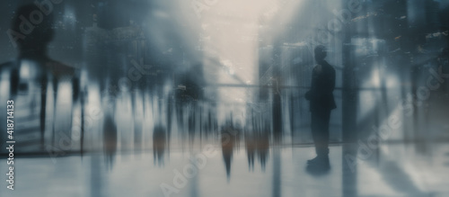 Corporate Business Background. People Silhouettes Mixed Media.