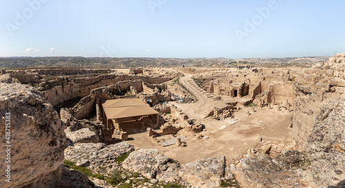 Courtyard ruins of the palace of King Herod - Herodion in the Judean Desert, in Israel