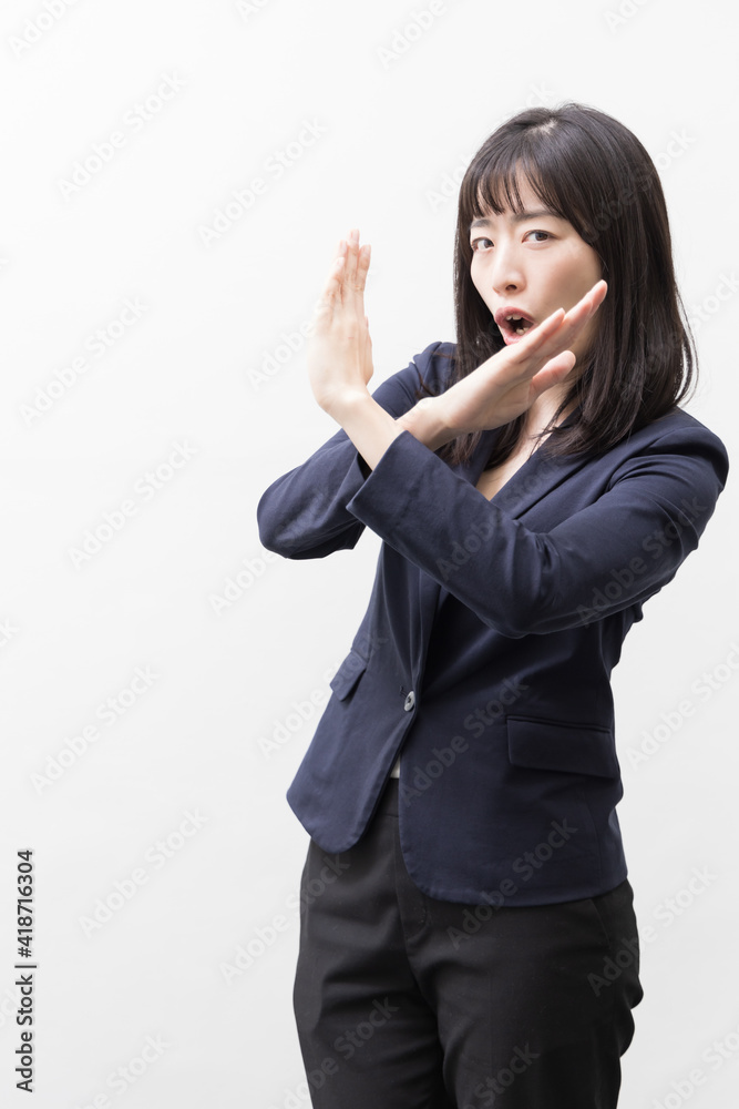 Woman expressing NO sign (gesture) Woman expressing NO sign (gesture)