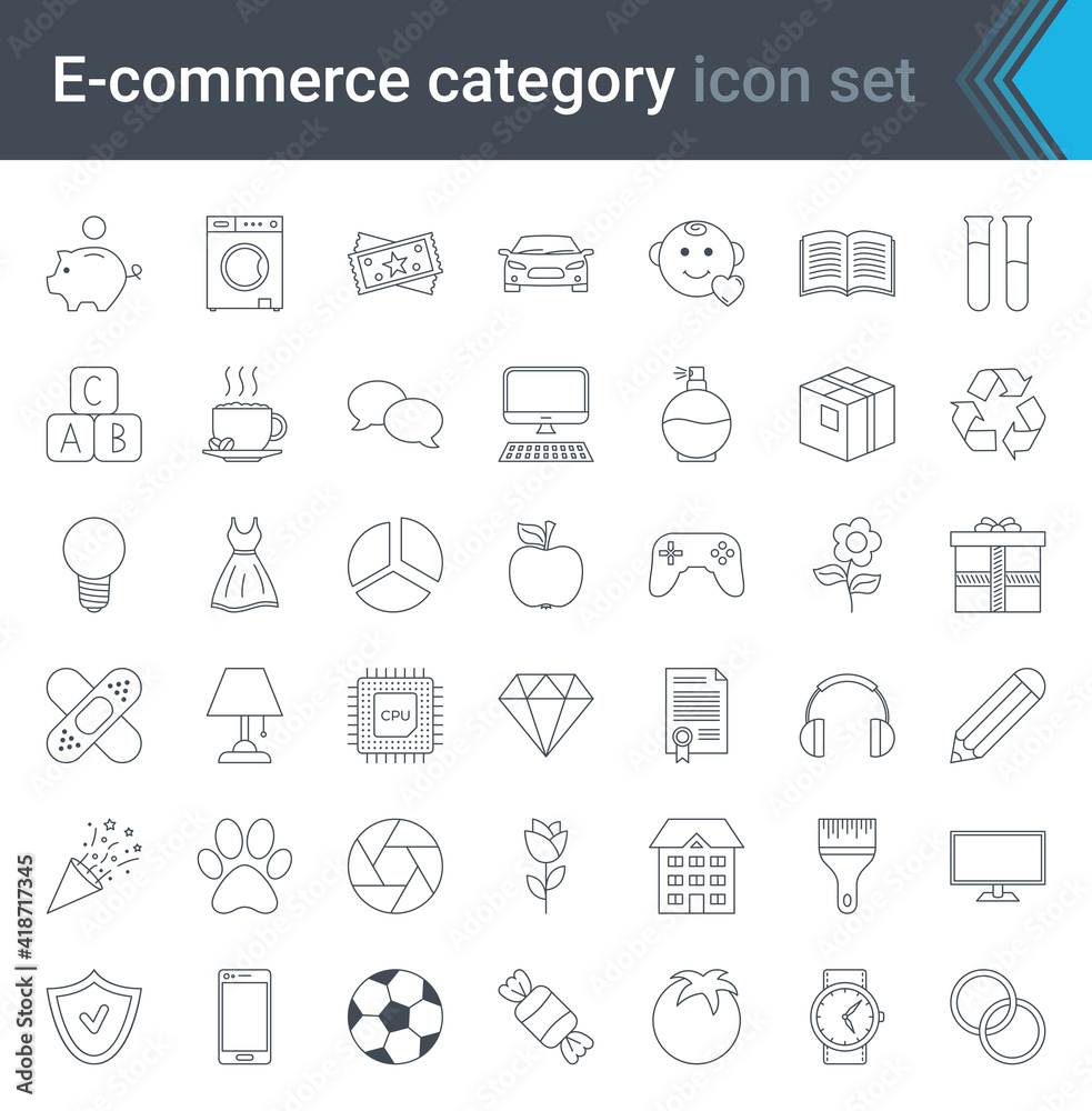E-commerce and online shopping simple icon set isolated on white background. High quality vector
