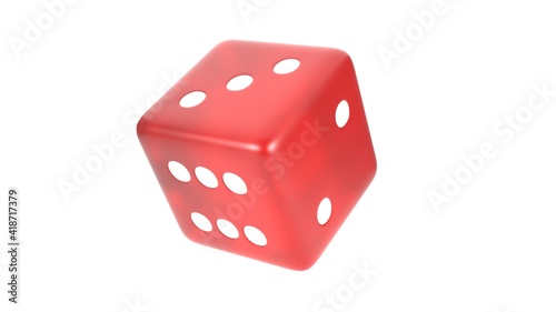 Red dice on white background. 3D rendering