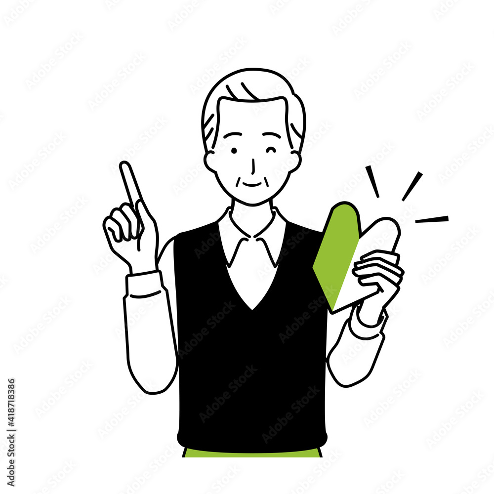 Illustration of senior beginners OK, upper body.