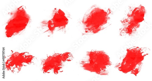 Set of beautiful red watercolor brushes for painting