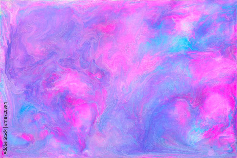Hand drawn acrylic artwork. Abstract background with marble texture. Acrylic painting with white, pink and blue colors