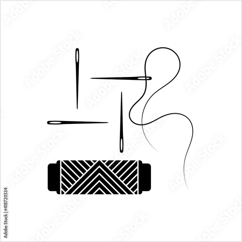 Thread Reel Needle Icon, Sewing Needle Thread Reel
