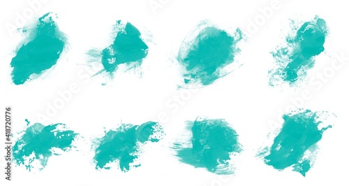 Beautiful set of abstract turquoise smear and blot brushes