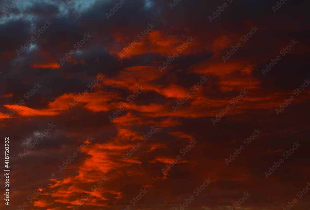 Red clouds in the sunset sky (background)